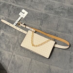 Michael Kors white Belt Bag with Gold Accent